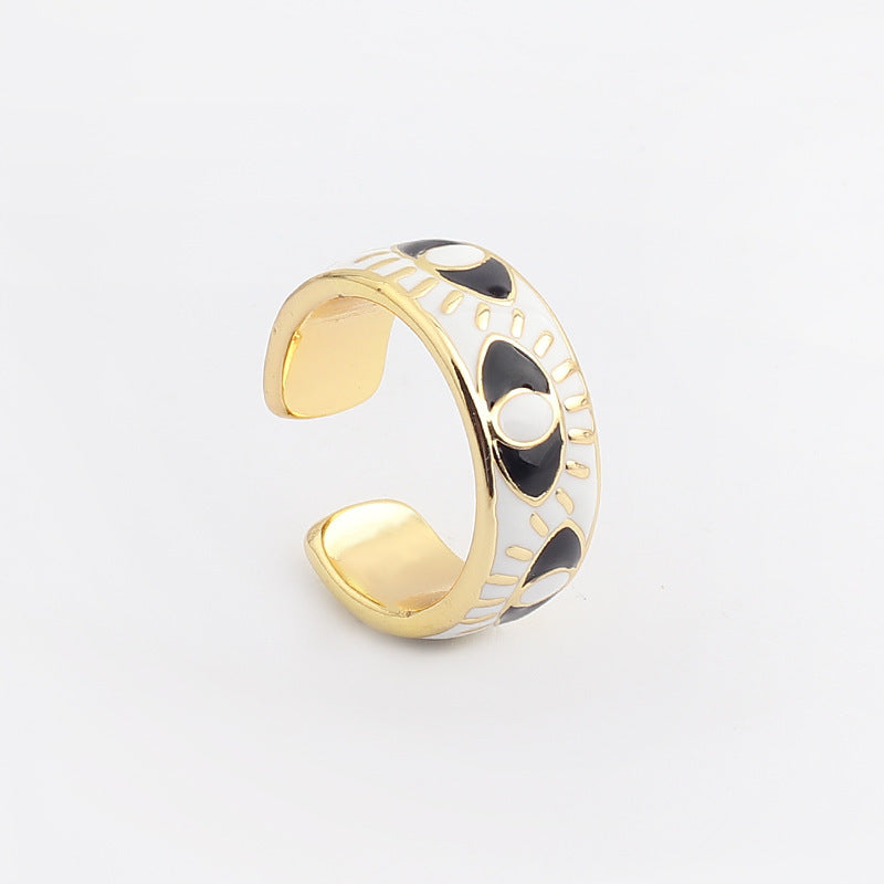 Trendy Hip Hop  Women's Gold Plated Drip Oil Eye Ring