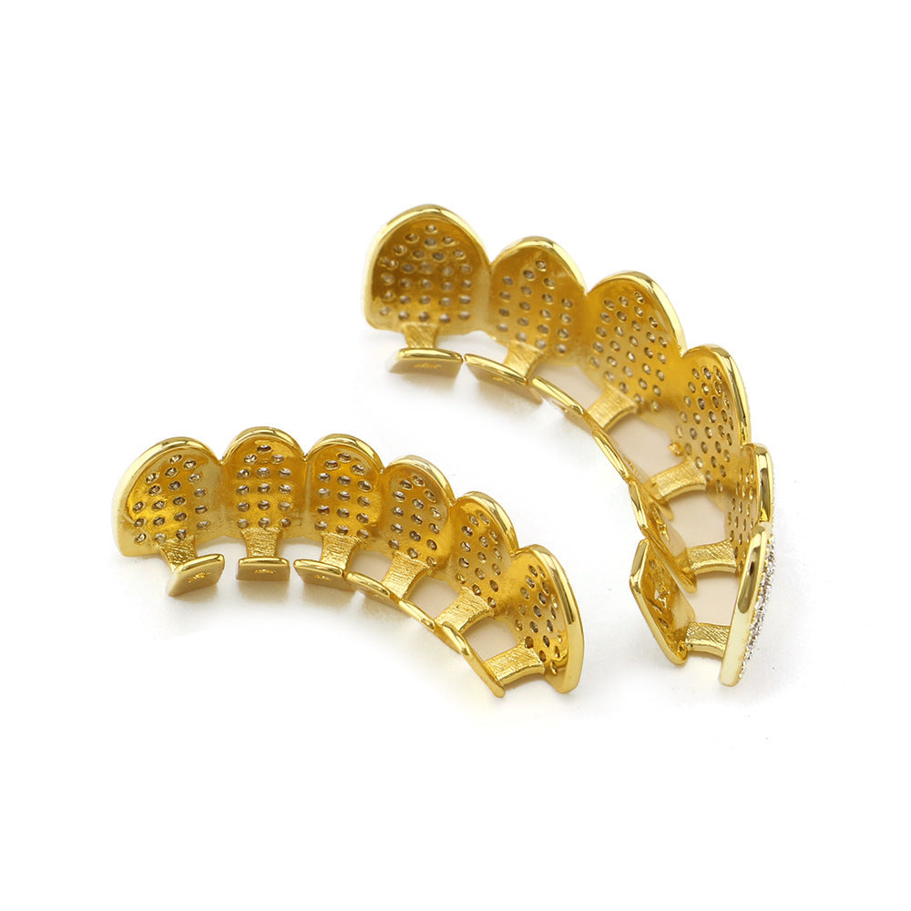 Micro-set zircon hip hop gold braces