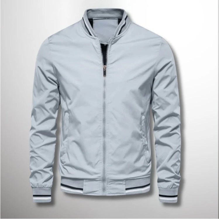 Men's Striped Zip-up Jacket With Pockets Fashion Casual Outerwear Sports Baseball Clothing Spring And Fall