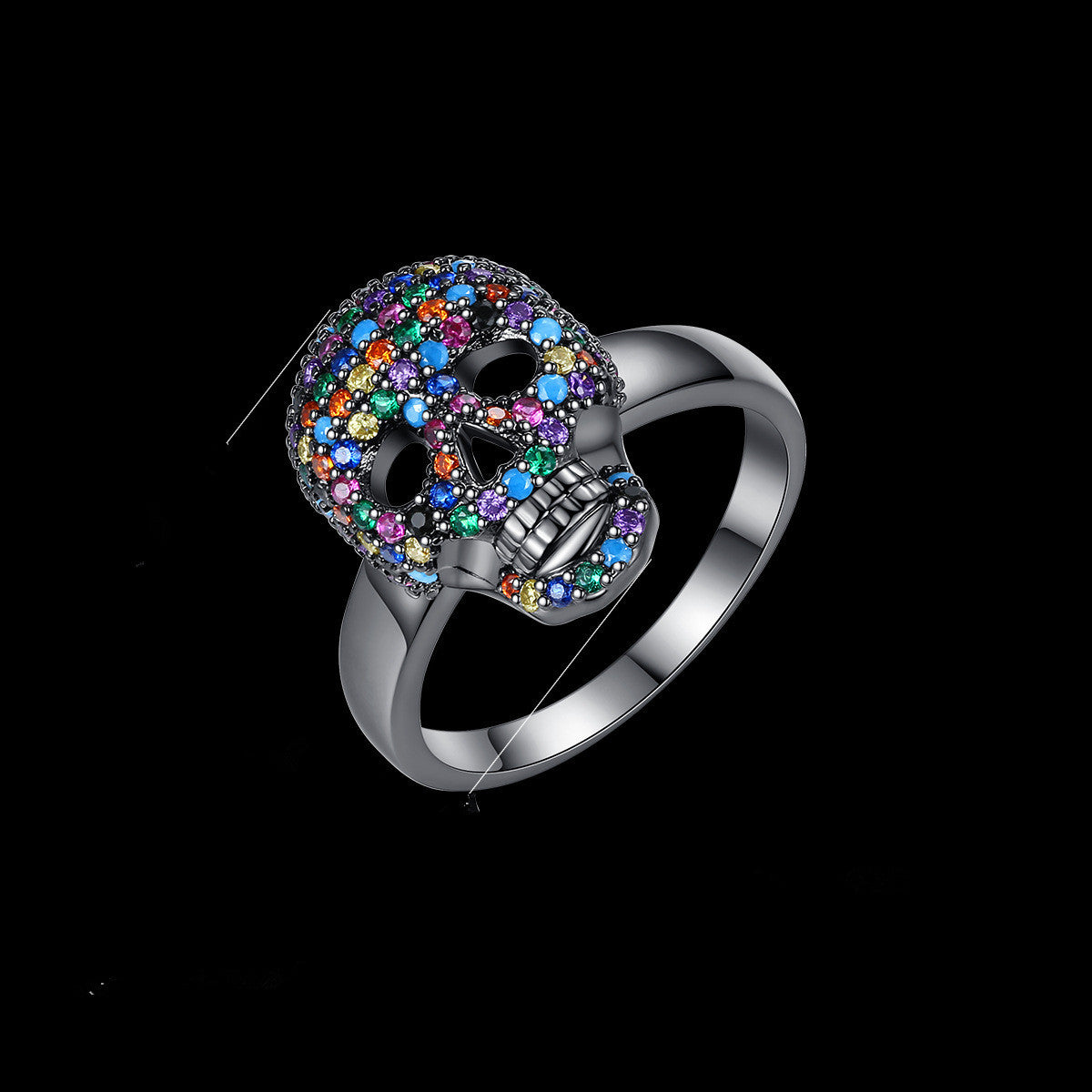 Popular Retro Exaggerated Skull Copper Zircon Hip Hop Men's Ring