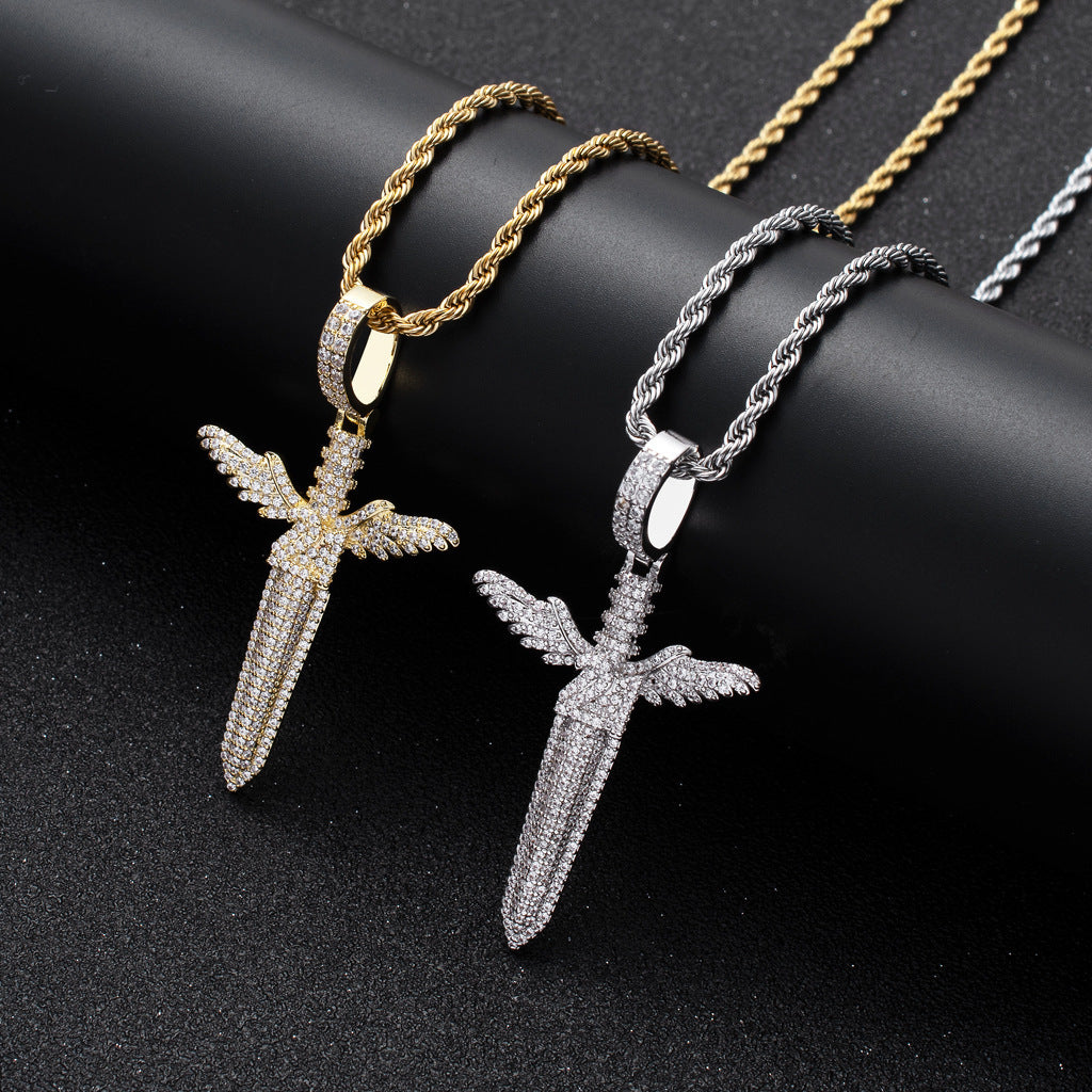 Pendant Hip Hop Rap Trendy Angel Sword Men's Necklace Pendant