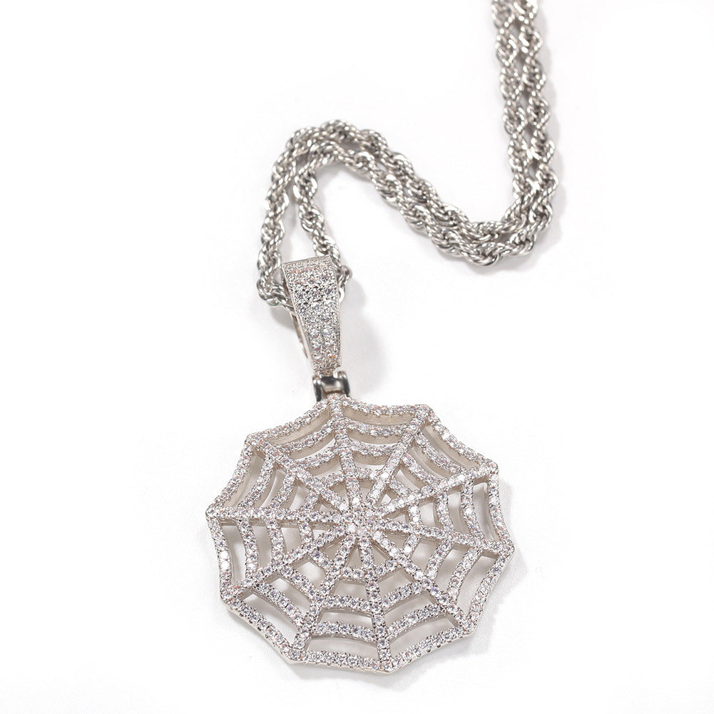 Hip Hop Ancient Cute Zircon Spider Web Necklace