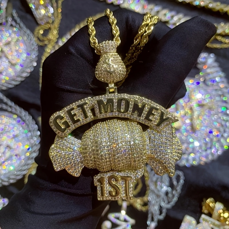 DATNEWDRIP Iced Out Get Money 1st Pendant