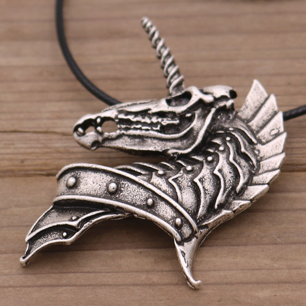 Viking Men's Punk Horse Head Pendant Necklace