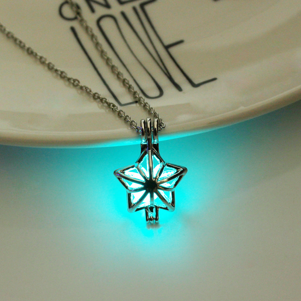 Christmas Luminous Pentagram Necklace Halloween Luminous Star Necklace