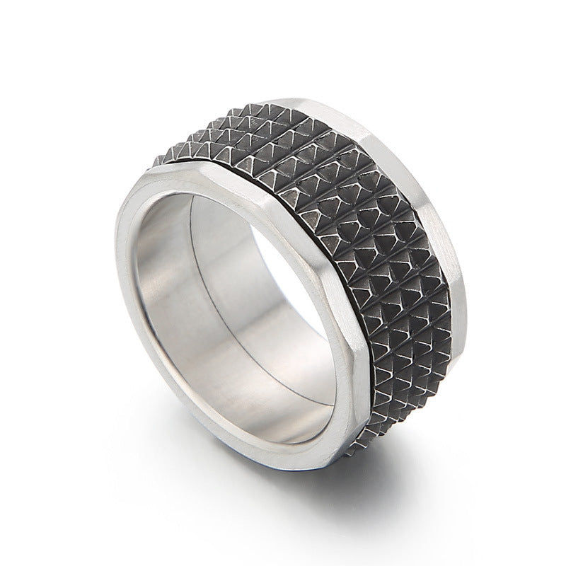 Personality Hip Hop Pyramid Men's Titanium Steel Ring