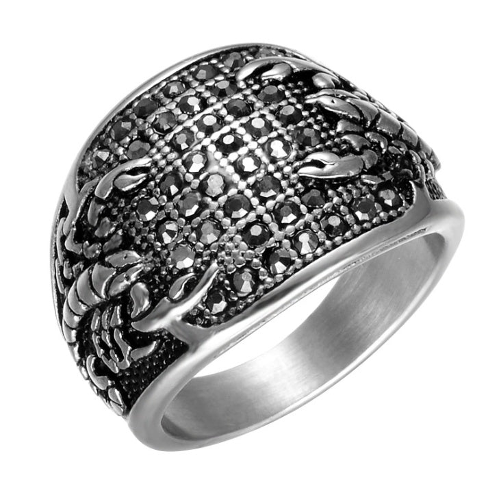 European and American personality stainless steel diamond men's ring hip hop ring