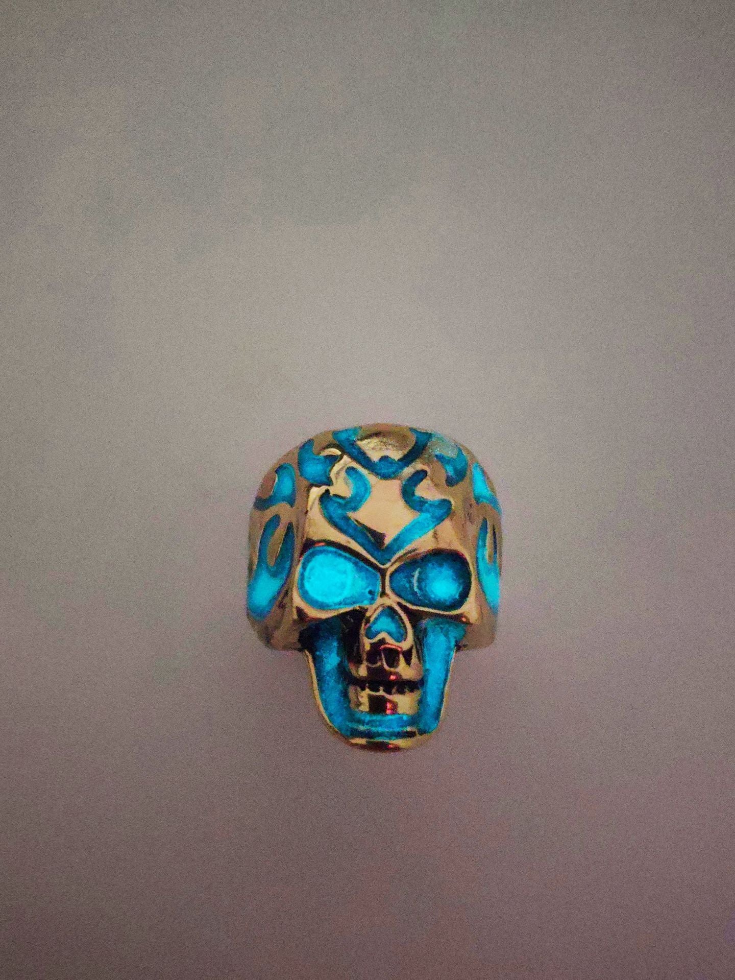 Retro flame skull luminous ring