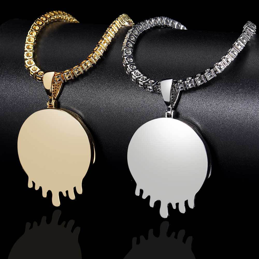 Hip Hop Jewelry Round Water Drop Photo Frame Pendant Micro-inlaid Zircon