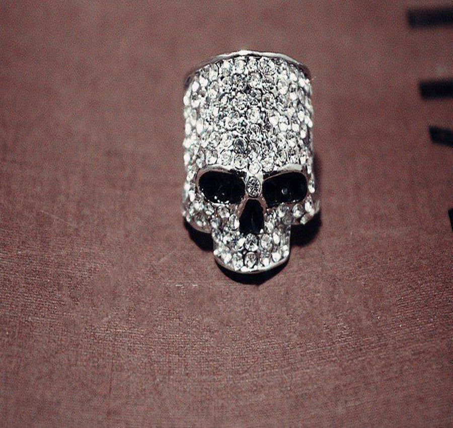 Ghost Head Full Diamond Metal Ring Hip Hop Punk