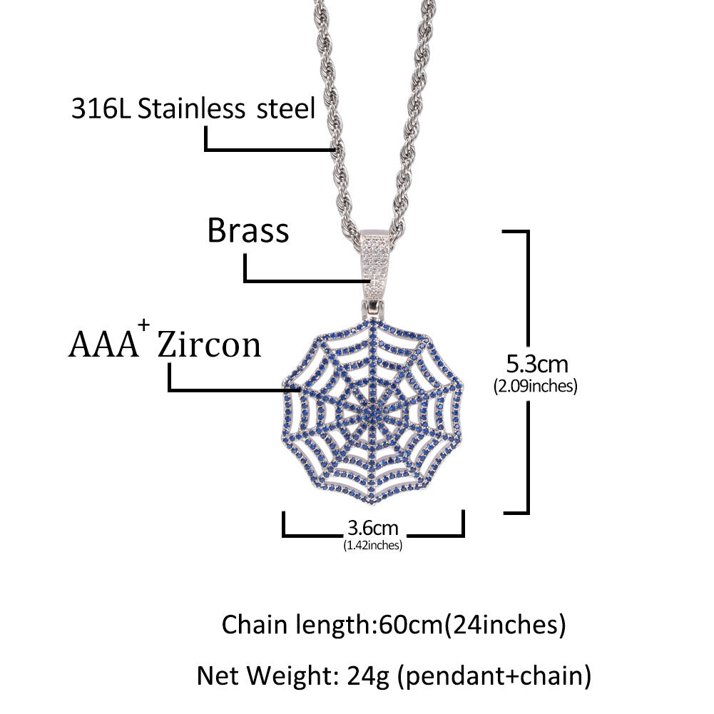 Hip Hop Ancient Cute Zircon Spider Web Necklace