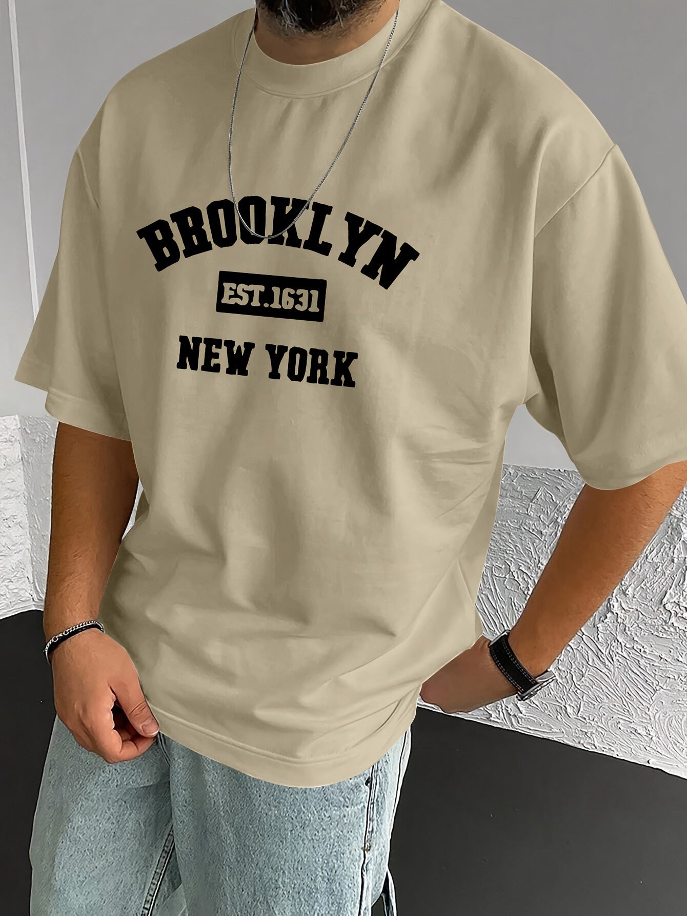 Men's Summer Spring Brooklyn Fashionable Printed T-shirt, Casual Short Sleeved Fashionable Style T-shirt, Sporty New Casual Short Sleeved Top