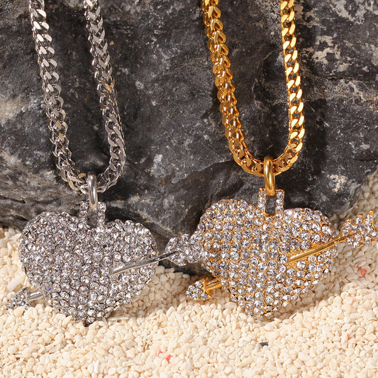 Hip Hop Stainless Steel Full Rhinestone Pendant