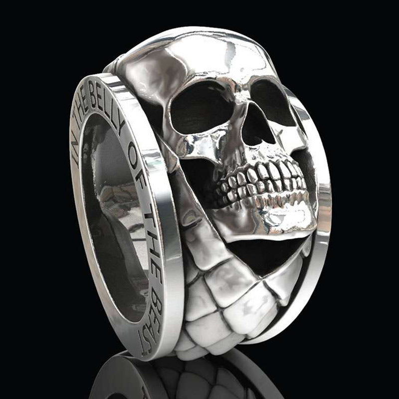 Creative Hip-Hop Style Skull Ring Popular Men's Hand Jewelry In Europe And America