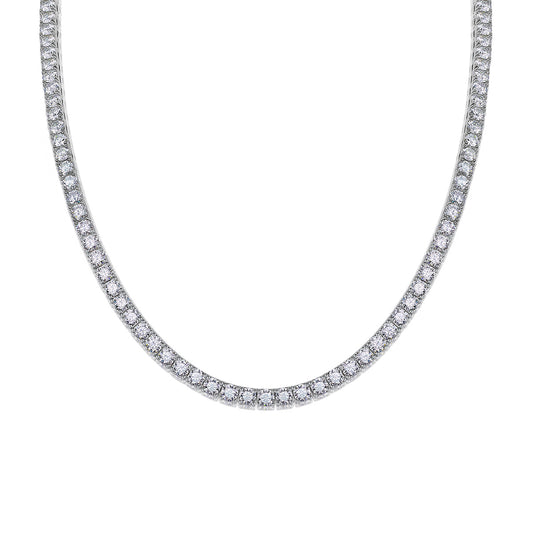Mossanite Diamond Inlaid Tennis Chain Certified S925 Silver Luxury Fashion Necklace