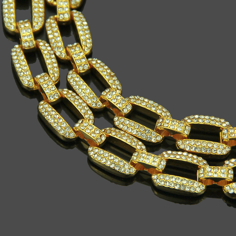 European Hip Hop Rhinestone-encrusted Chain Necklace Men's Domineering Daikin Chain Pendant