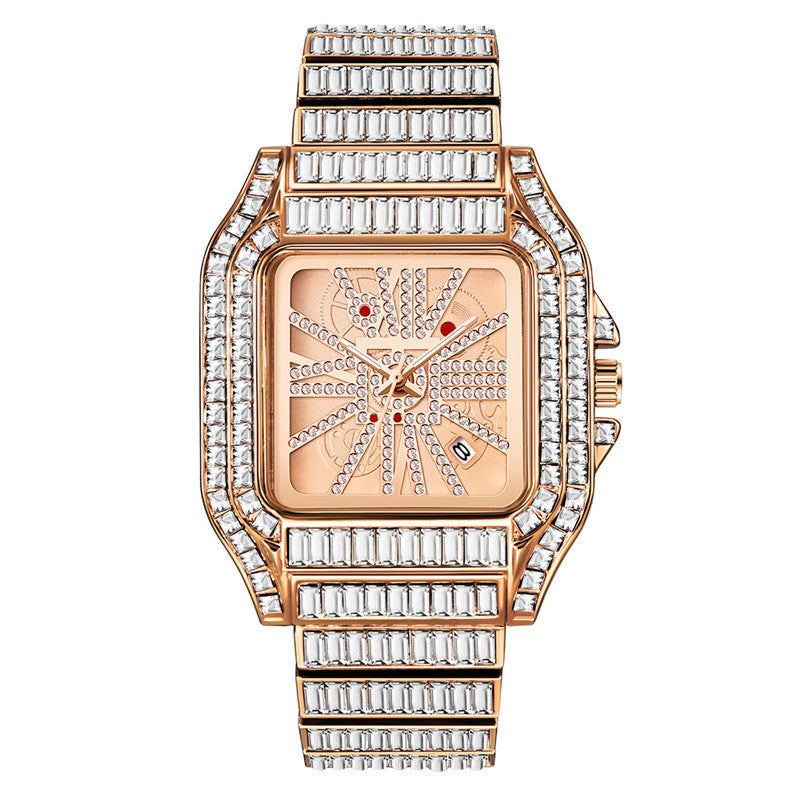 Hip Hop Full Diamond Large Dial Men's Quartz Watch