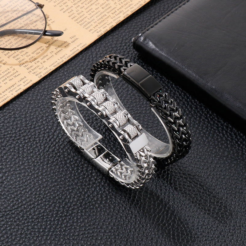 Men's Titanium Steel Biker Hip Hop Bracelet