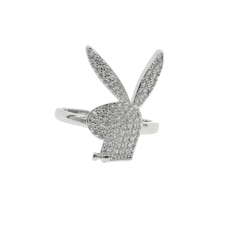 Personalized Rabbit Micro-Set Opaline Rock Hip-Hop Ring