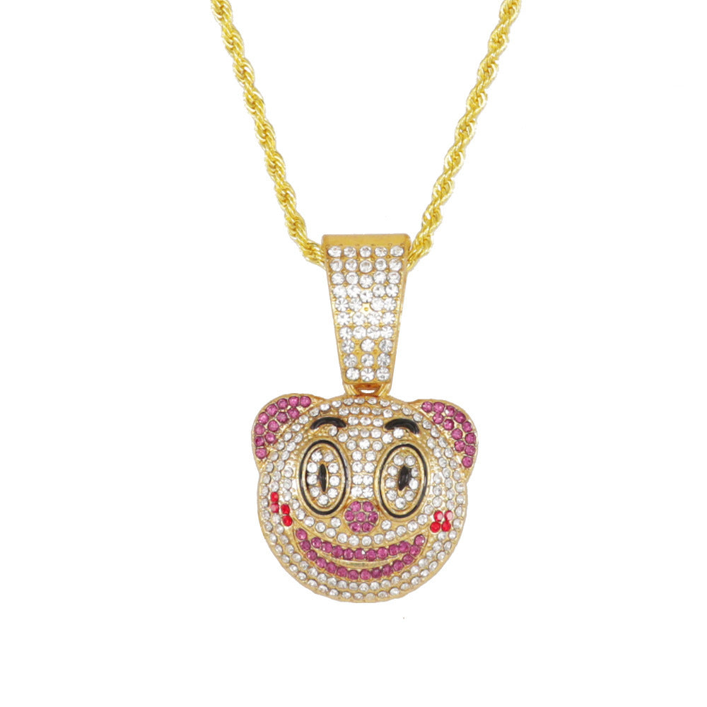 Hip Hop Round Face Pendant Necklace