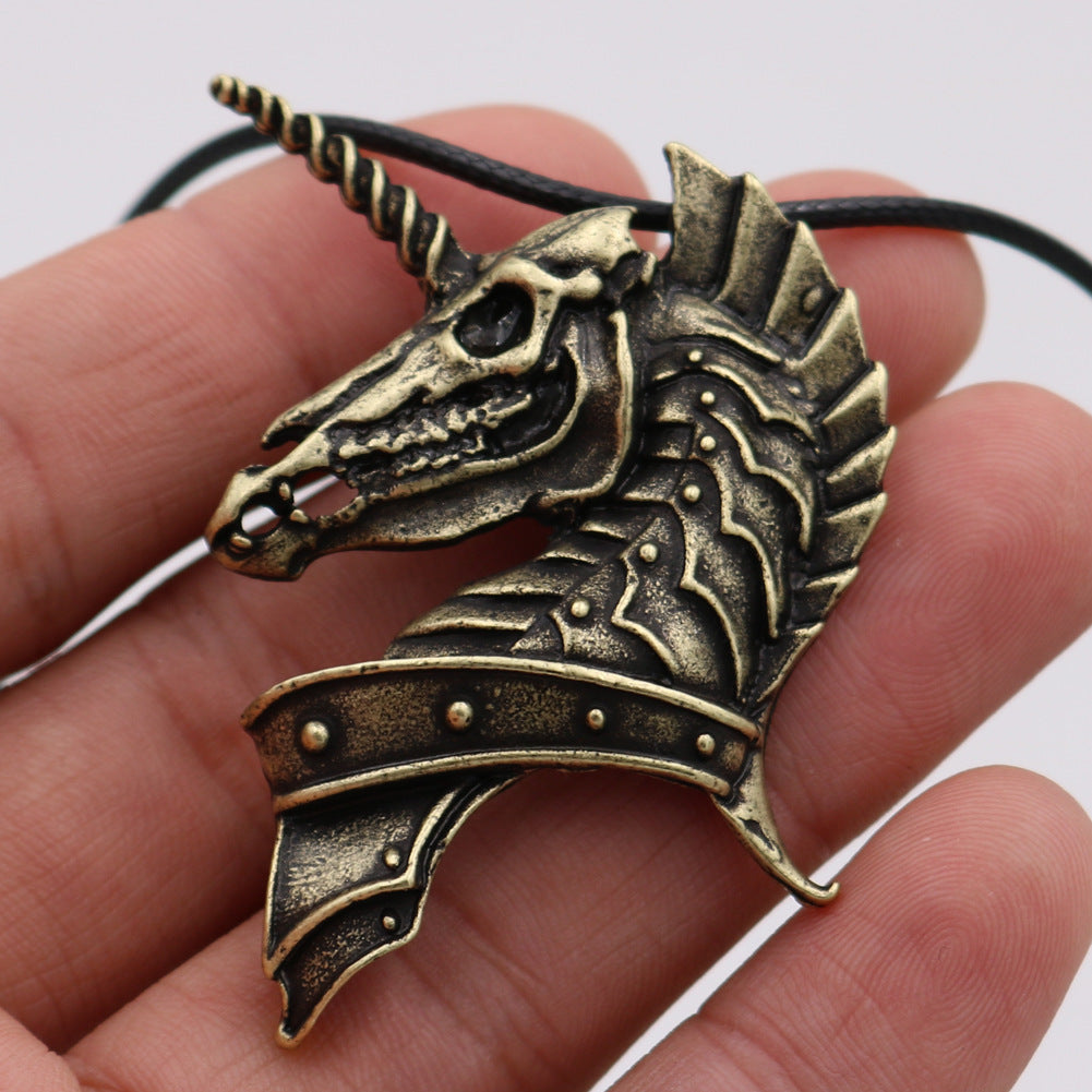 Viking Men's Punk Horse Head Pendant Necklace