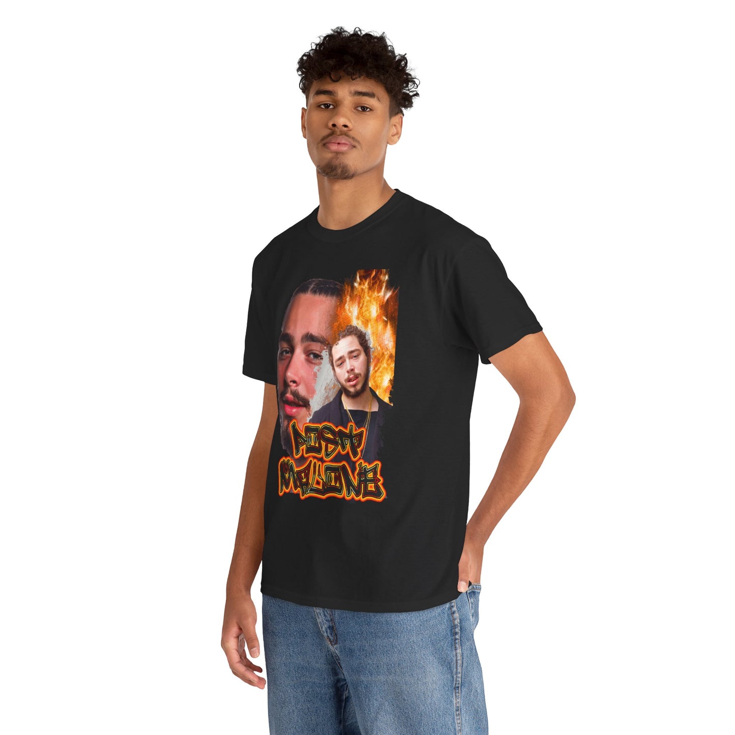 Post Malone Fire Man Graphic Hip Hop T-Shirt