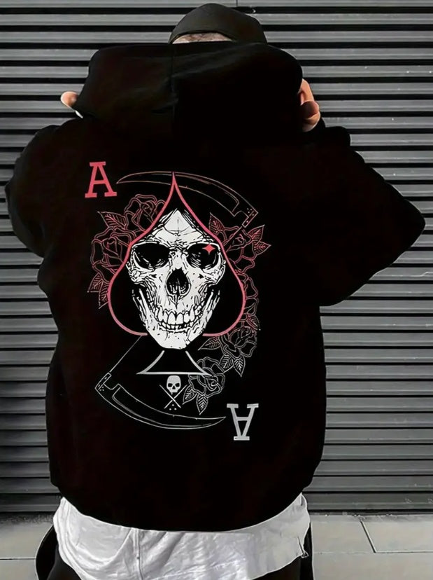 Polyester Letter Printed Men's Casual Hoodie