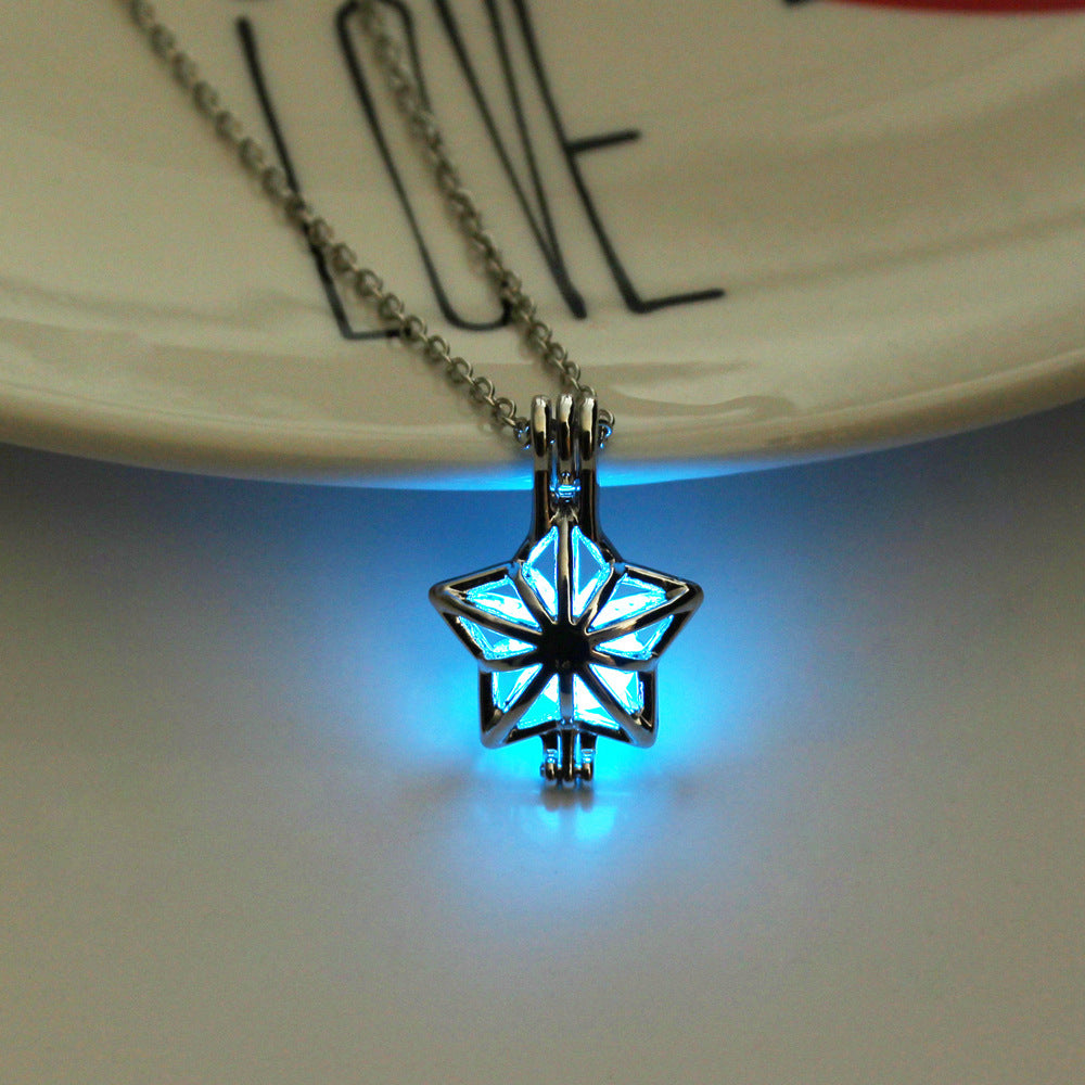 Christmas Luminous Pentagram Necklace Halloween Luminous Star Necklace