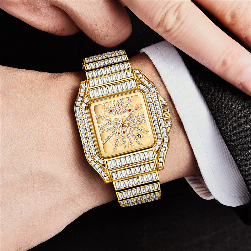 Hip Hop Full Diamond Large Dial Men's Quartz Watch