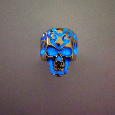 Retro flame skull luminous ring