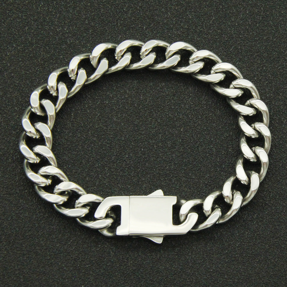 Hip-Hop Punk Glossy Three-Dimensional Cuban Chain Stainless Steel