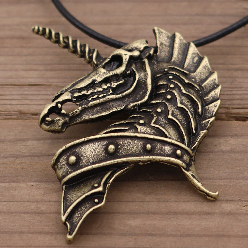 Viking Men's Punk Horse Head Pendant Necklace