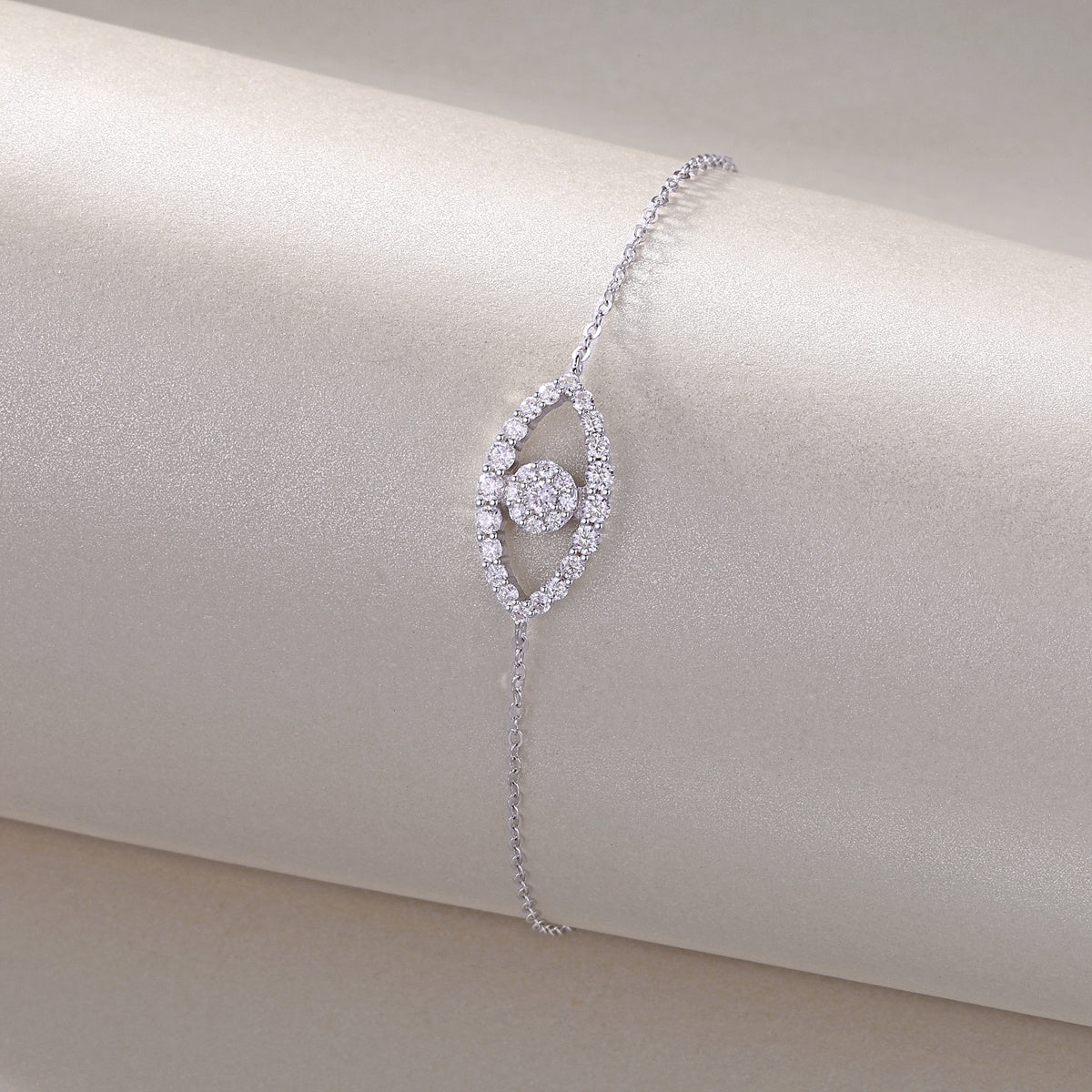 Moissanite Diamond Eye Shape Charm S925 Silver Bracelet