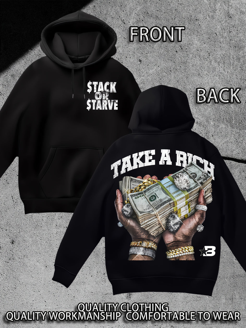 Stack Or Starve Take A Rich Hoodie