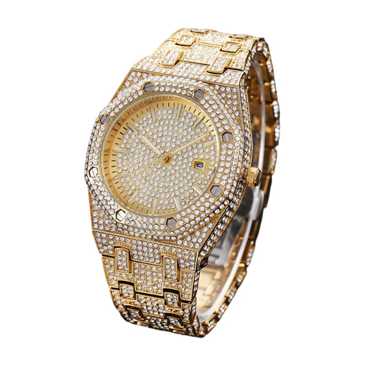 Fashion Rap Ice Hip Hop Full Diamond Large Dial Quartz Men's Watch