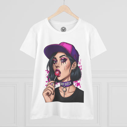 Drip Queen Women's Midweight Cotton Tee, Cute Graphic Shirt, Casual Fashion Top, Unique Gift for Her, Street Style Tee, Fun Summer Wear