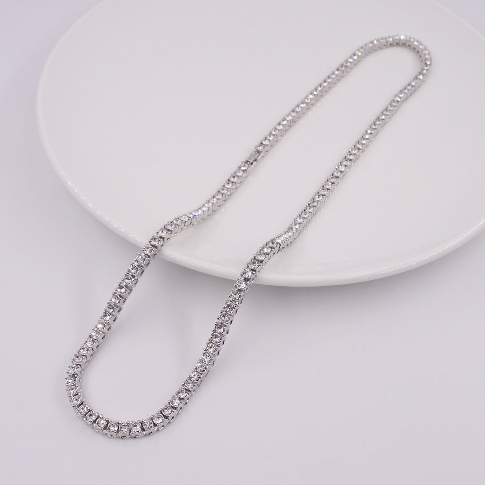 hip hop men's popular hip hop 1 row diamond alloy necklace