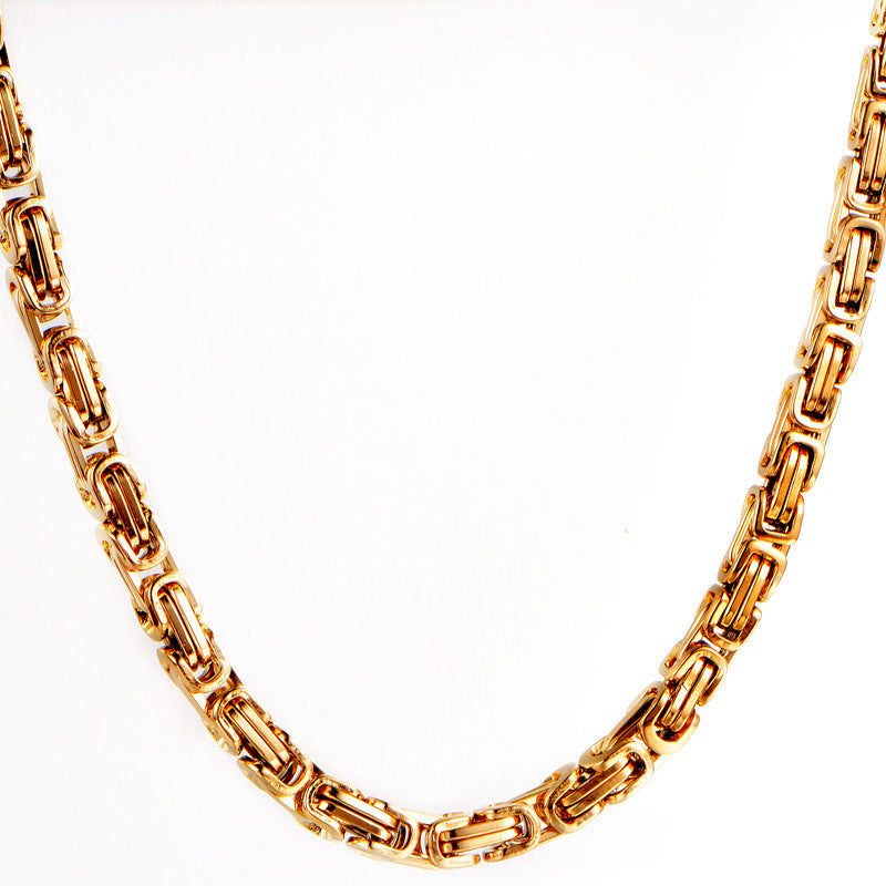 Men's Gold Stainless Steel Hip Hop Necklace