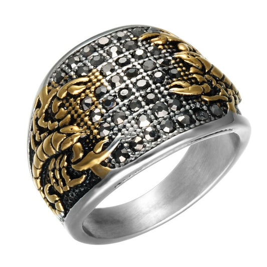 European and American personality stainless steel diamond men's ring hip hop ring