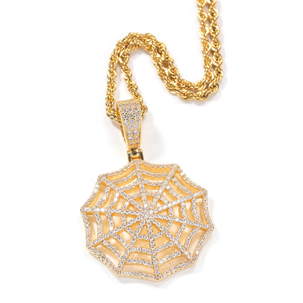 Hip Hop Ancient Cute Zircon Spider Web Necklace