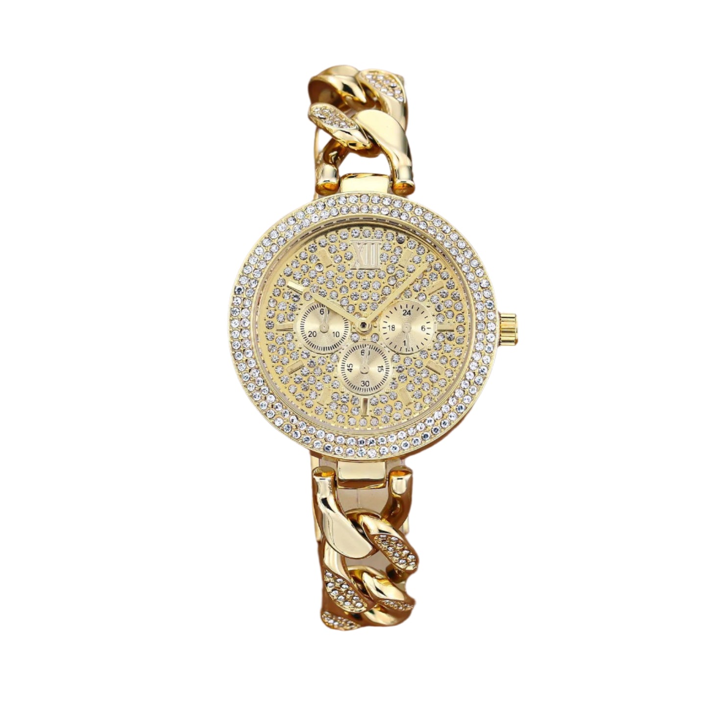 Trendy Diamond Hip Hop Cuban Chain Quartz Watch