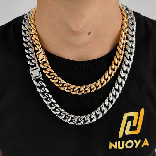 Hip Hop Stainless Steel Necklace Fashion Brand Jewelry Buckle Round Grinding Men