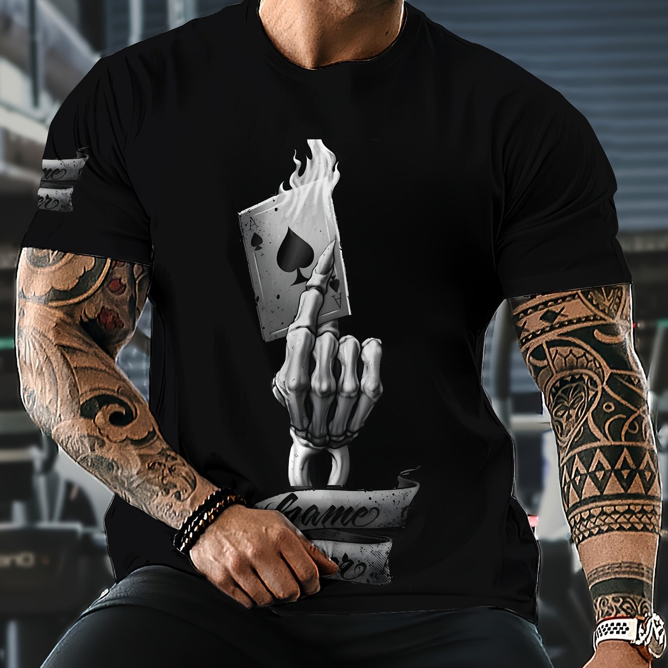 Men's 3D Printed Fashionable T-shirt - Casual Round Neck, Machine Washable, Polyester Blend