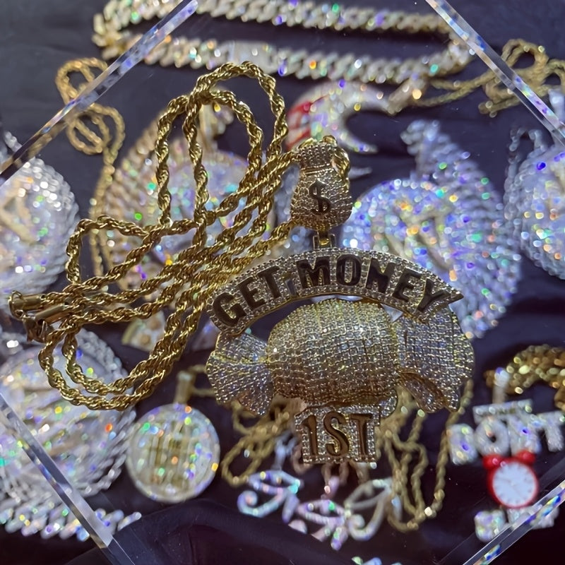 DATNEWDRIP Iced Out Get Money 1st Pendant