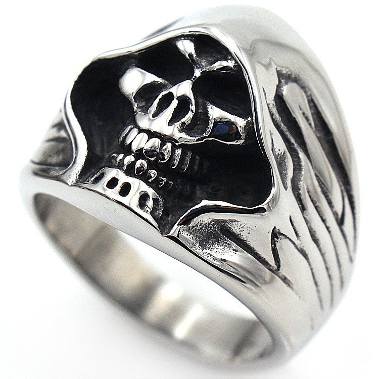 Zinc Alloy Luminous Ring Vintage Skull Ghost Head