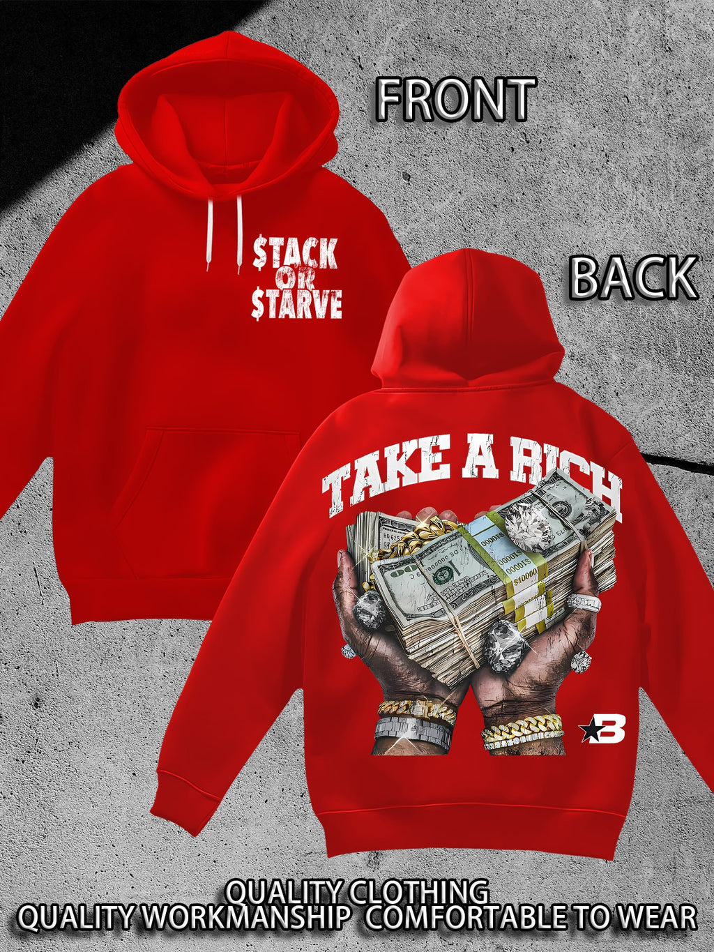 Stack Or Starve Take A Rich Hoodie