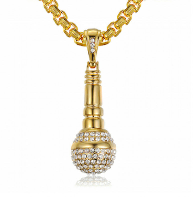 Creative hip-hop microphone necklace