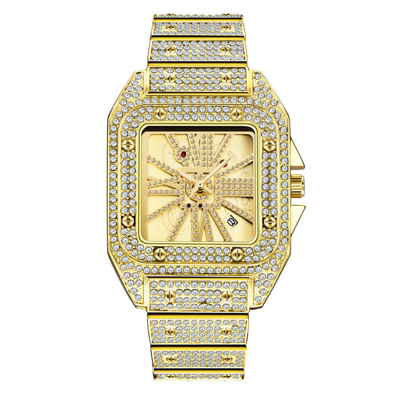 Hip Hop Full Diamond Large Dial Men's Quartz Watch