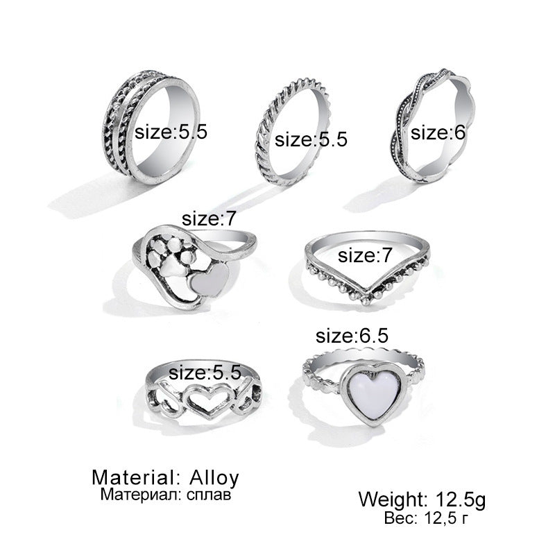 Love Distressed Ring Set Cross-border Hip Hop