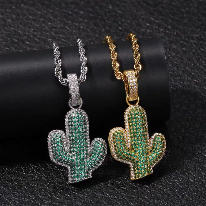 Cactus Pendant Hip Hop Couple Necklace Trend